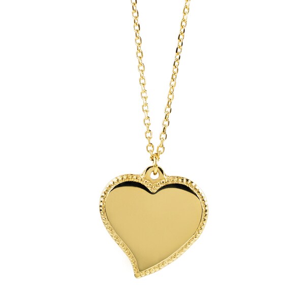 Women's Goldtone Stainless Steel Heart Charm Necklace Overstock Shopping Big Discounts on