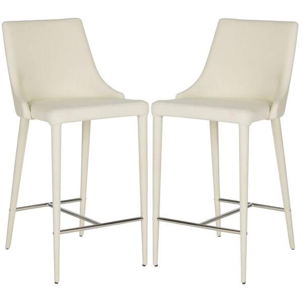 Safavieh Mid-Century Dining Summerset 26-inch Beige Linen Counter Stool (Set of 2)
