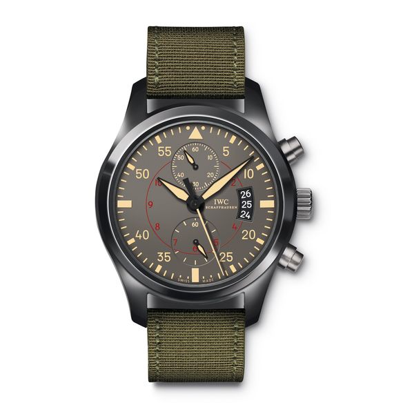 IWC Men's IW388002 'Pilot' Chronograph Automatic Green Canvas Watch