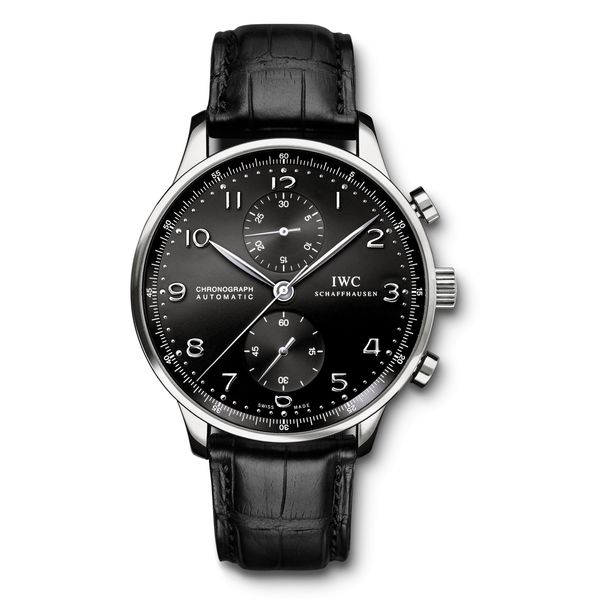 IWC Men's IW371447 'Portuguese' Chronograph Automatic Black Leather Watch