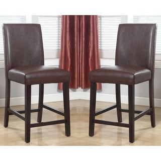 Abbyson Living Laura Brown Bonded Leather Counter Stool (Set of 2)