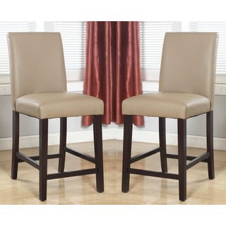 Abbyson Living Laura Beige Bonded Leather Counter Stool (Set of 2)