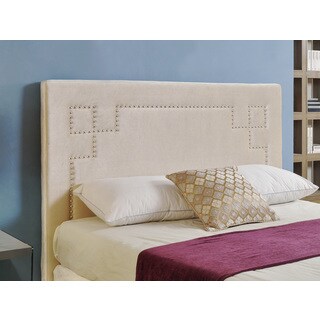 Abbyson Living Deco Ivory Velvet Nailhead Trim Upholstered Headboard