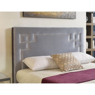 Abbyson Living Deco Grey Velvet Nailhead Trim Upholstered Headboard