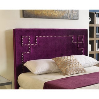 Abbyson Living Deco Purple Velvet Nailhead Trim Upholstered Headboard