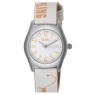 Kipling Girl's Orange Monkey White Leather Quartz Watch