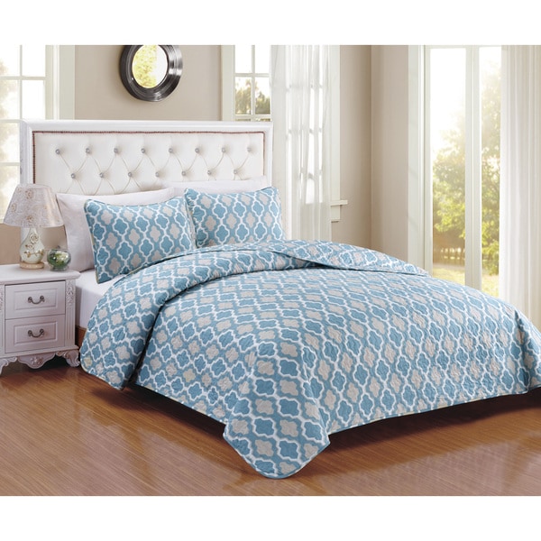 Cardston Slate Blue 3-piece Quilt Set