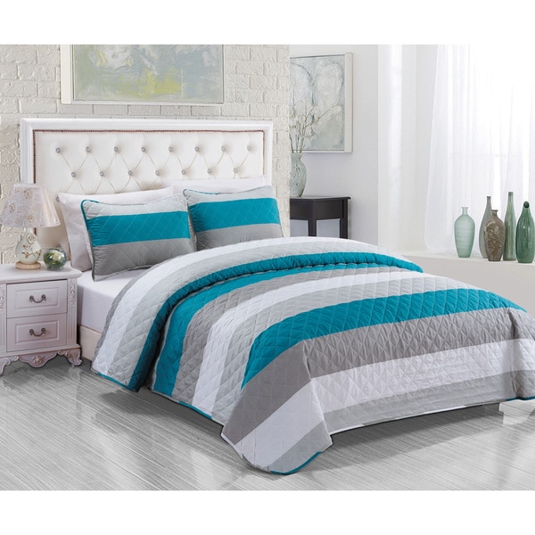 Vermiliton Teal 3-piece Quilt Set