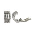 Rhodium Finish Pave Crystals Channel Huggie Clip-on Earrings