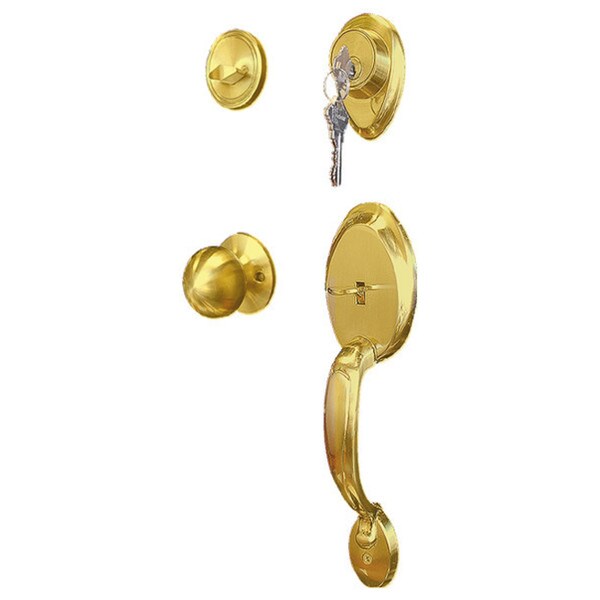 Comfort Entry Lock Set with Door Lever Handle Polished Brass Finish