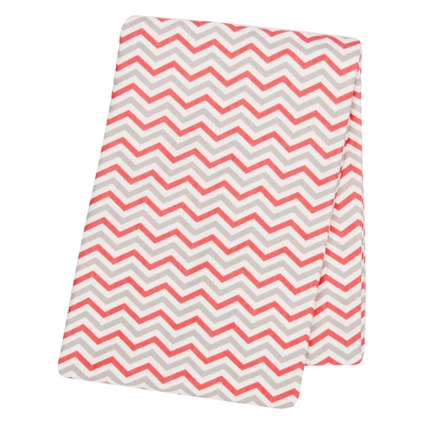Trend Lab Coral and Grey Deluxe Flannel Swaddle Blanket