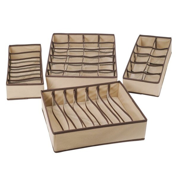 StorageManiac Set of 4 Foldable Storage Boxes, Closet Organizer, Drawer Divider 