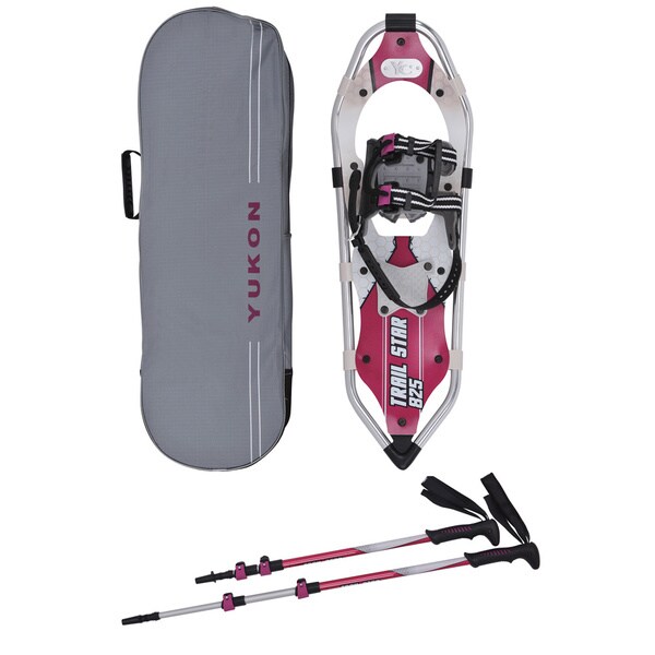 Yukon Charlies Women's Trail Star Berry Snowshoe Kit with Bag and Poles