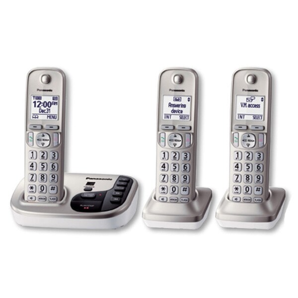 Panasonic KX-TGD223N DECT 6.0 Expandable Digital Cordless Answering System with 3 Handsets (Refurbished)