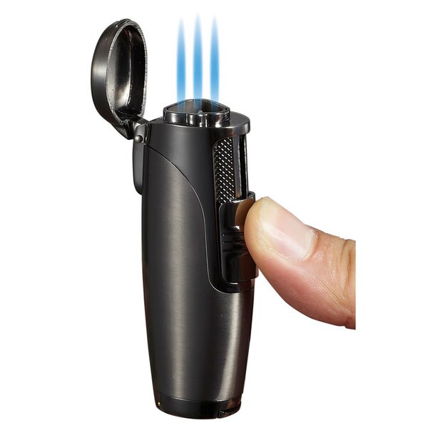 Visol Triad Triple Jet Flame Cigar Lighter - Gunmetal - Ships Degassed