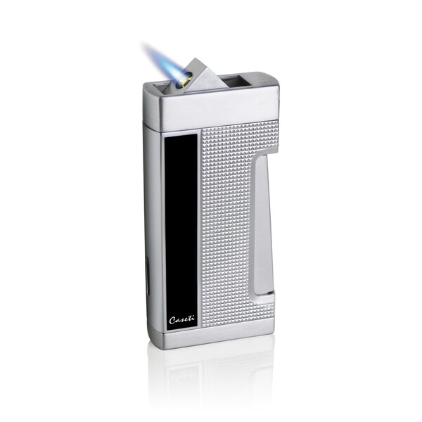 Caseti Marvolo Single Jet Flame Cigar Lighter - Black Lacquer & Diamond Cut (Ships Degassed)