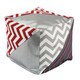Red, White and Grey Triangle 17-inch Square Beads Hassock