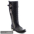 Nature Breeze Goldcoast-02 Women Quilt Buckle Strap Side Zip Stretch Riding Boot