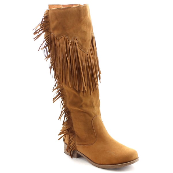 knee high boots with fringe on the side