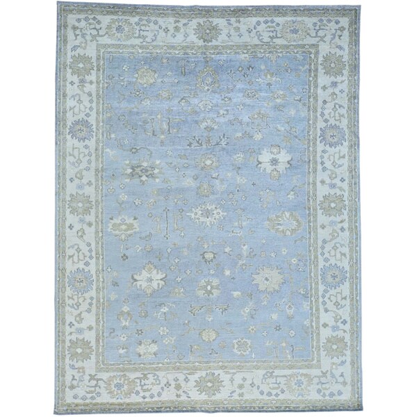 Hand Knotted Washed Out Oushak Rayon From Bamboo Silk Oriental Rug (8&apos;10 X 11&apos;9)