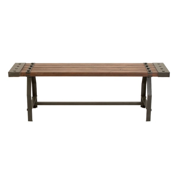 Rustic Industrial-inspired Wood Bench - 17499290 