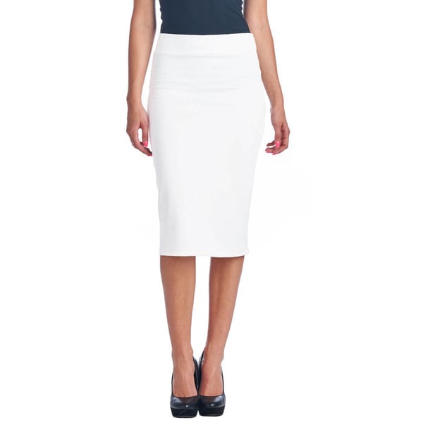Mid Length High Waist Women's Scuba Solid Pencil Skirt 17506071