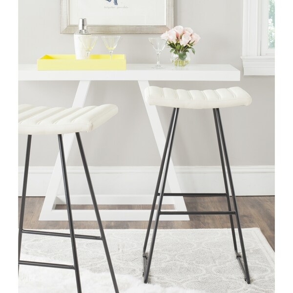 Safavieh Mid-Century Dining Akito Modern Cream 30-inch Bar Stool (Set of 2)