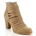 MI.IM URBAN-04 Women's Rear Zipper Cut Out Strappy Stacked Chunky Ankle Booties