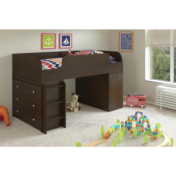 Altra Elements Resort Cherry Loft Bed with Two Dressers by Cosco