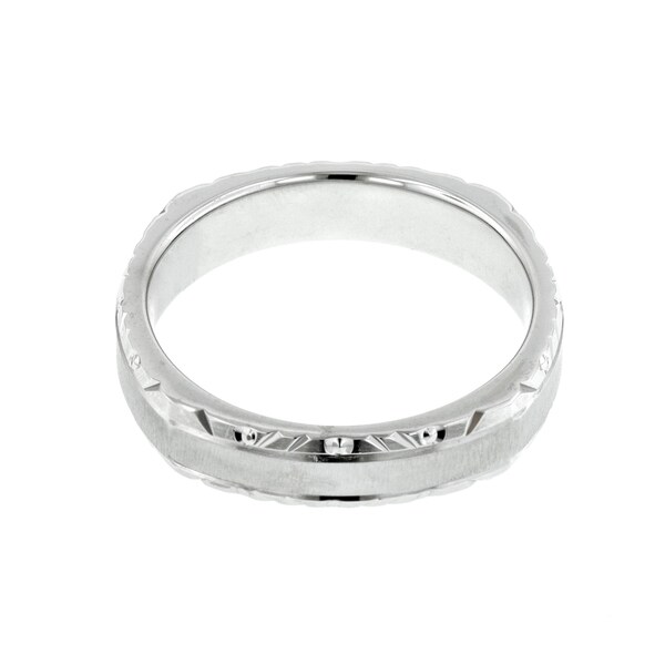 14k White Gold Men's Cross Satin Wedding Band