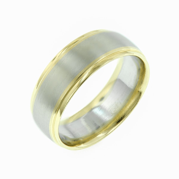 14k White Gold and Yellow Gold Men's Wedding Band