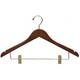 The Great American Hanger Company Walnut Finish Wooden Combo Hanger with Clips and Brass Hardware (Box of 50)