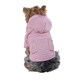 ANIMA Pink and White Cotton Woven Houndstooth Pet Jacket