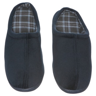 Men's Memory Foam Slippers - Best indoor and Outdoor Vamp with Checkered Lining House Shoes - Blue