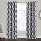 Damask Grommet Top Curtain Panel Pair