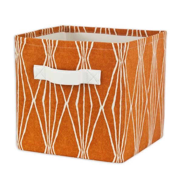 Handcut Shapes Crushed Orange Storage Bin with Tanner Saxony Handle
