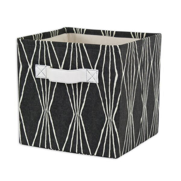 Handcut Shapes Charcoal Storage Bin with Avanti White Handle