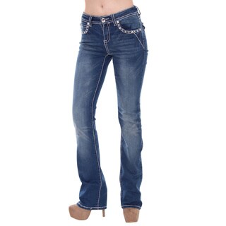 Sexy Couture Women's S95-PB Mid Rise Flare Bottoms Boot Cut Jeans