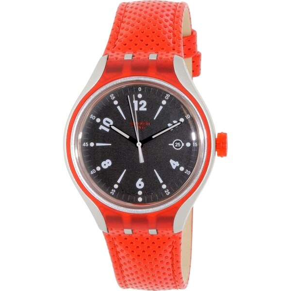 Swatch Men's Irony YES4001 Red Leather Swiss Quartz Watch