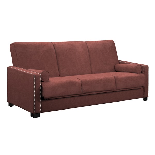 angelo:HOME Ellie Parisian Red Wine Convert-a-Couch Futon Sofa