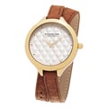 Stuhrling Original Women's Vogue Quartz Tan Double Wrap Leather Strap Watch