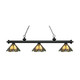 Z-Lite Riviera Matte Black 3-light Island/Billiard Multi Colored Tiffany-finished Light