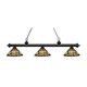 Z-Lite Riviera Matte Black 3-light Island/Billiard Multi Colored Tiffany-finished Light