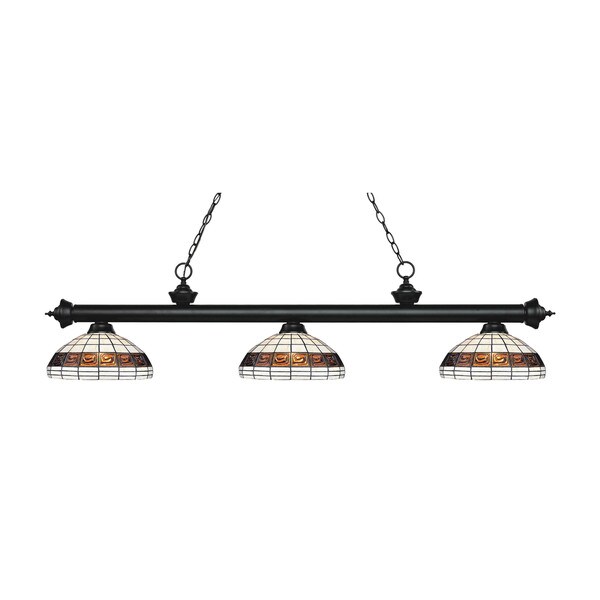 Z-Lite Riviera Matte Black 3-light Island/Billiard Multi Colored Tiffany-finished Light