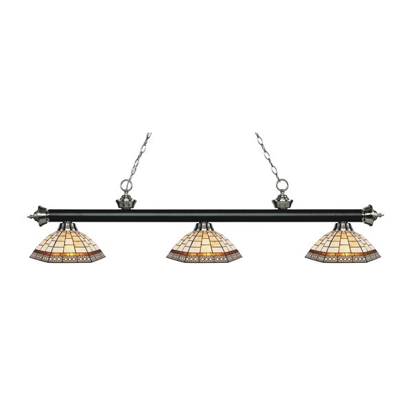 Z-Lite Rivera Matte Black & Brushed Nickel 3-light Island/Billiard Multi Colored Tiffany-finished Light