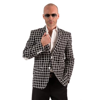 Elie Balleh Milano Italy Men's Cotton Checker Print Slim Fit Blazer