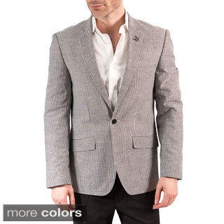 Elie Balleh Men's Milano Italy Cotton Stripe Slim Fit Blazer