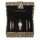 Vernier Women's Rosetone Stainless Steel V1000SET Watch and Cheetah Print Jewelry Box Set