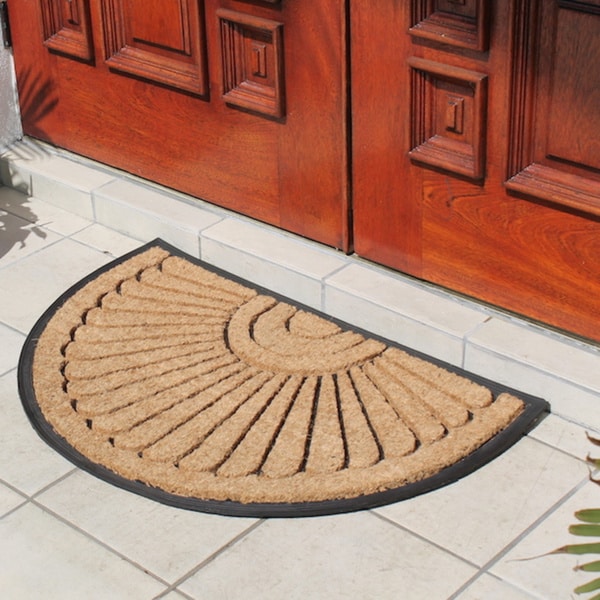 Large Rubber and Coir Molded Half Round Princess Mat 17547325