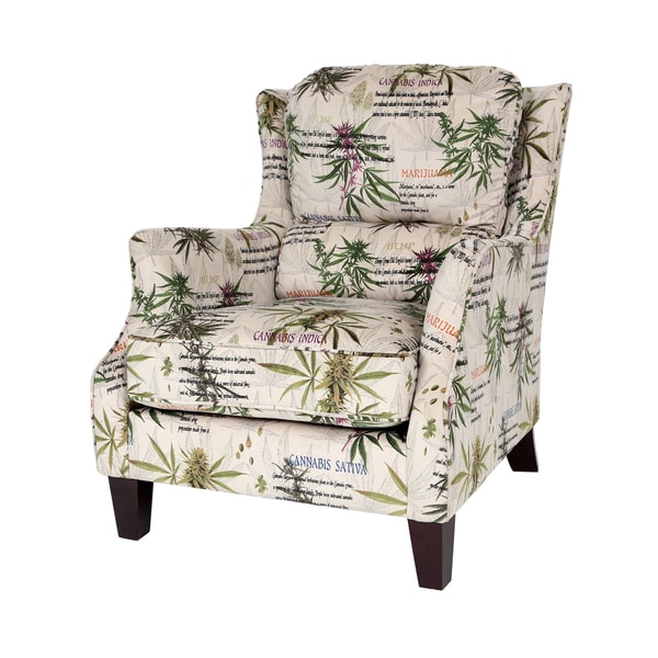 MJFI Smoking Botanical Print Accent Chair with Marijuana Print